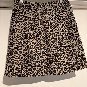 LOFT Black and Tan Leopard A-Line Skirt
